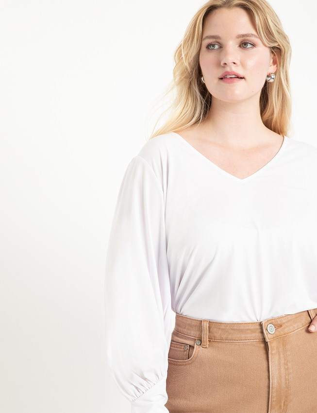 Dramatic Sleeve V-Neck Top | Eloquii