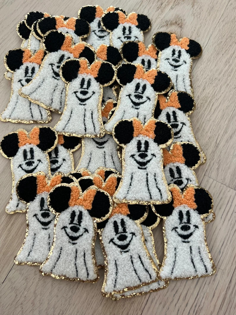 Iron on Disney Halloween Iron on Mickey Ghost Patch- Minnie Mouse Ghost Patch- Mickey Pumpkin Pat... | Etsy (US)