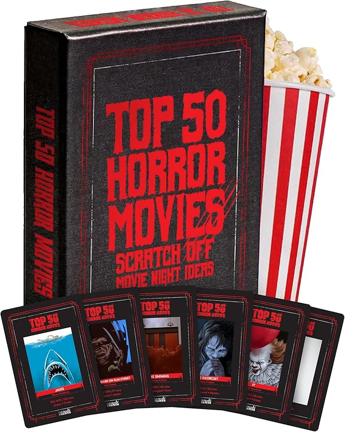 Premium Top 50 Horror Movies Scratch Off Cards - Horror Movie Gifts for Movie Night - Horror Love... | Amazon (US)