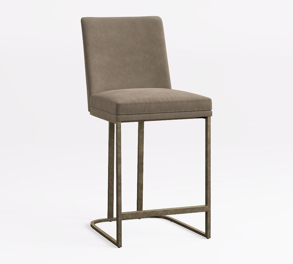 Jake Leather Metal Stool | Pottery Barn (US)