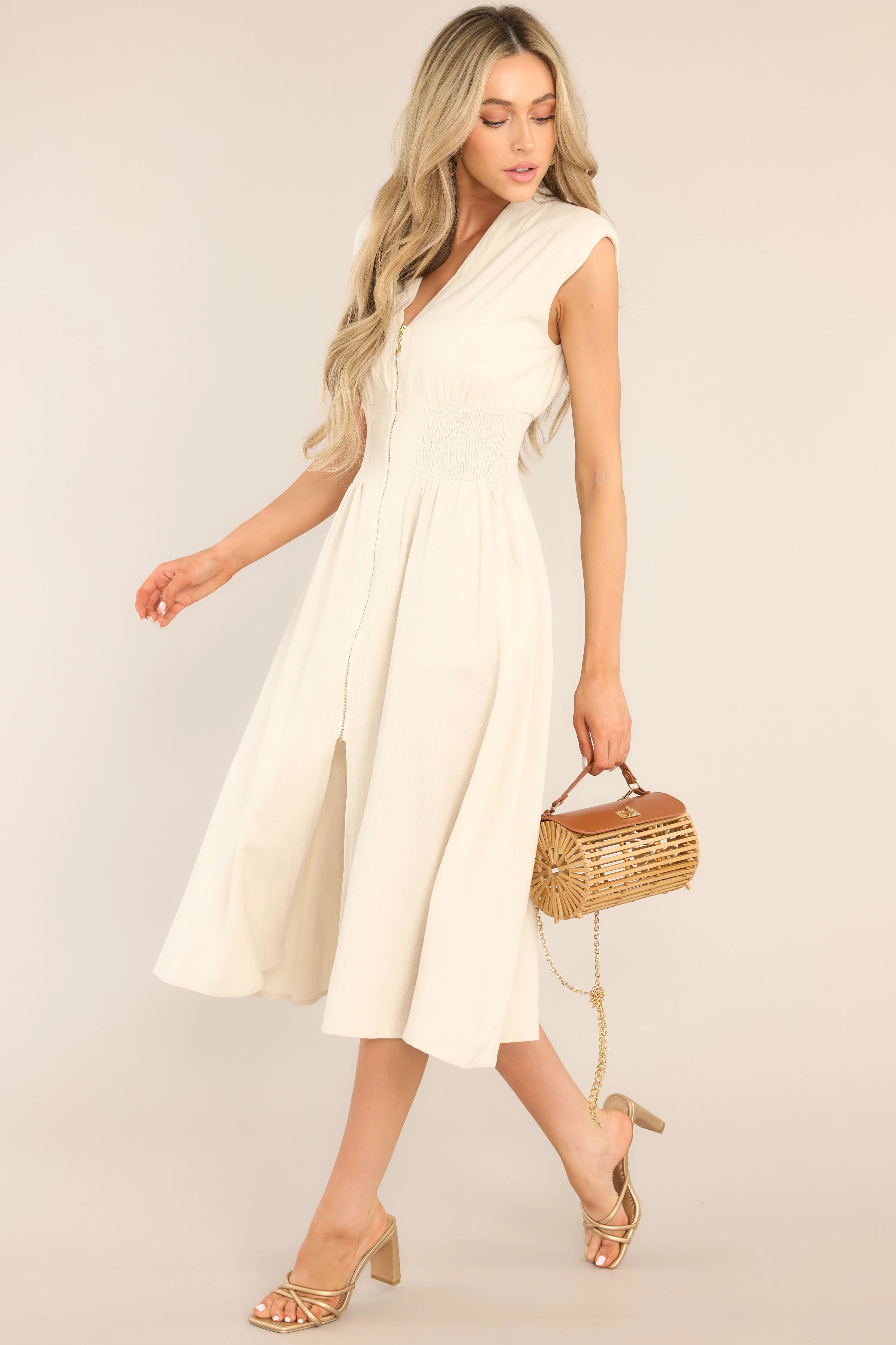 Return Someday Ivory Midi Dress | Red Dress 