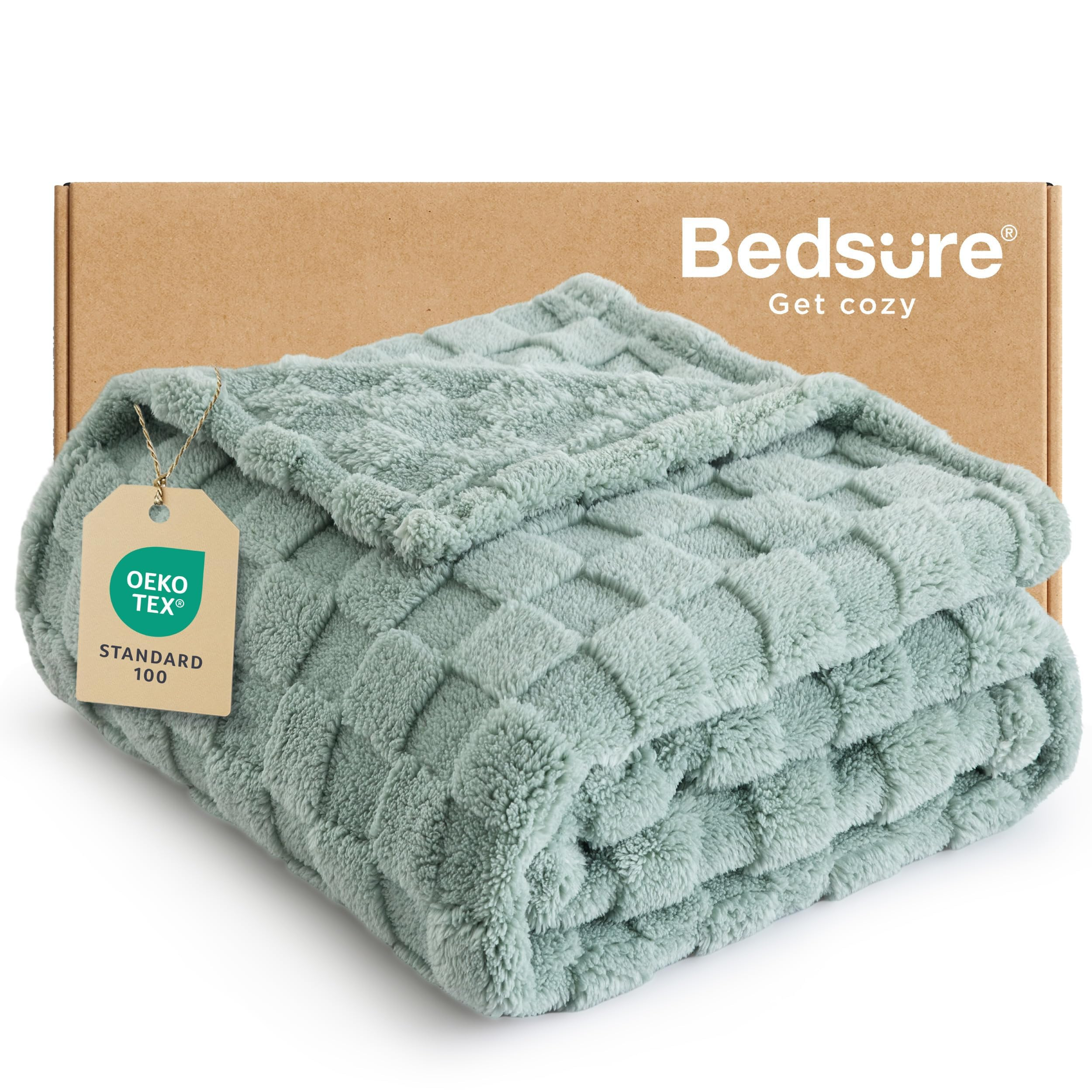 Bedsure GentleSoft Sage Green Throw Blanket for Couch - Checkered Fleece Blankets Gifts for Women... | Amazon (US)