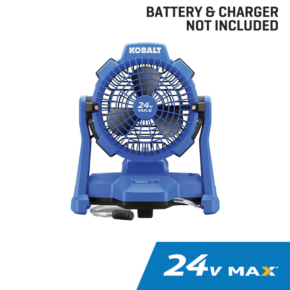 Kobalt 7-in 24 -Volt 3 -Speed High Velocity Indoor/Outdoor Blue Misting Jobsite Fan Battery Not Included Charger Not Included | KMF 1024B-03 | Lowe's