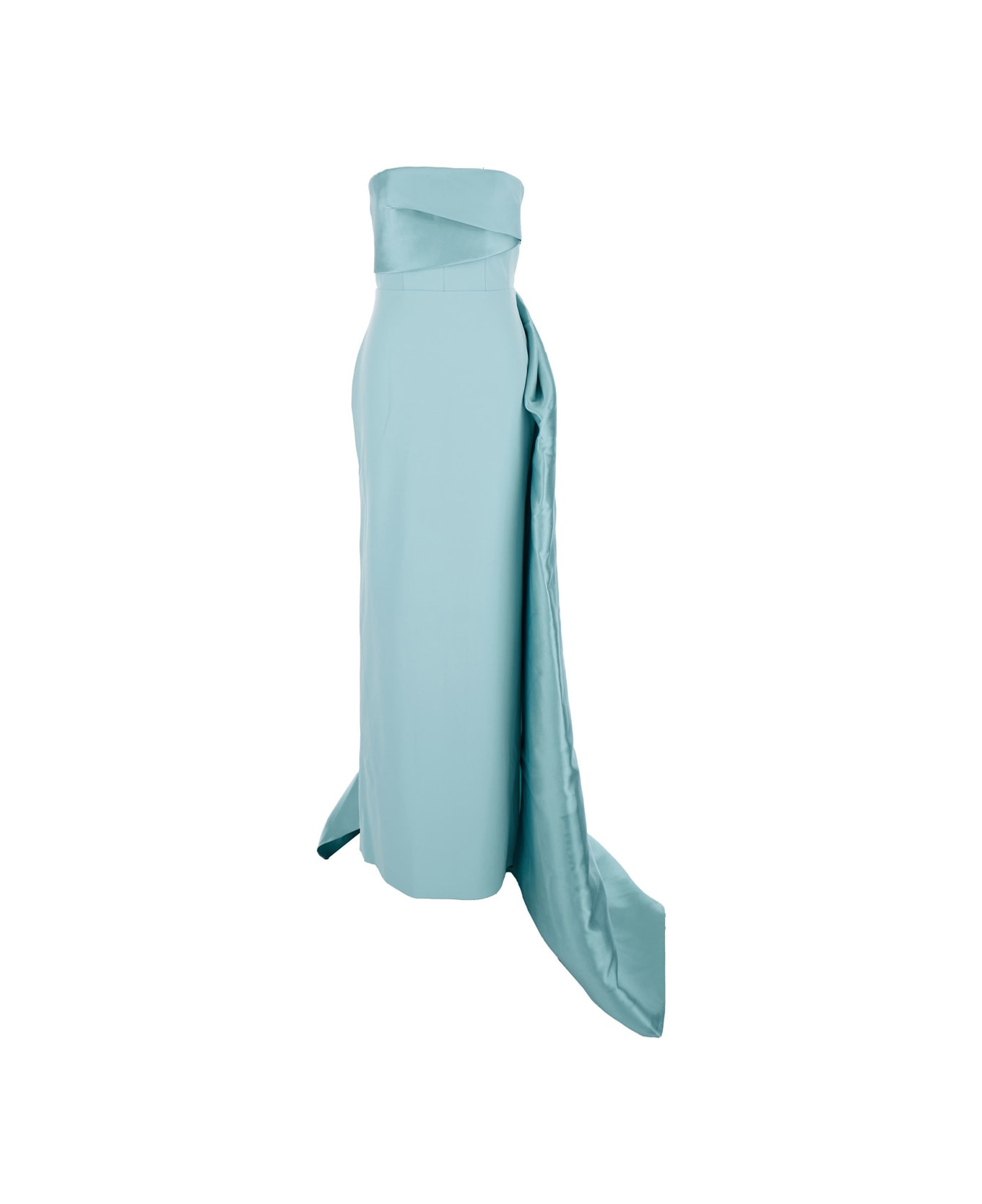 'kinsley' Light Blue Long Dress With Bare Shoulder And Wraparound Drape In Lightweight Twill Woma... | Italist.com US