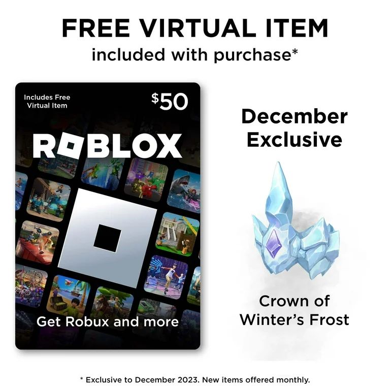 Roblox $50 Gift Card - [Digital] + Exclusive Virtual Item | Walmart (US)