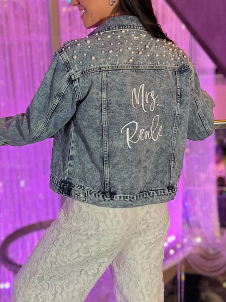 Bridal Jean jacket that is personalized from Etsy. Great gift for a bachelorette weekend! 

#LTKparties #LTKwedding #LTKfindsunder100