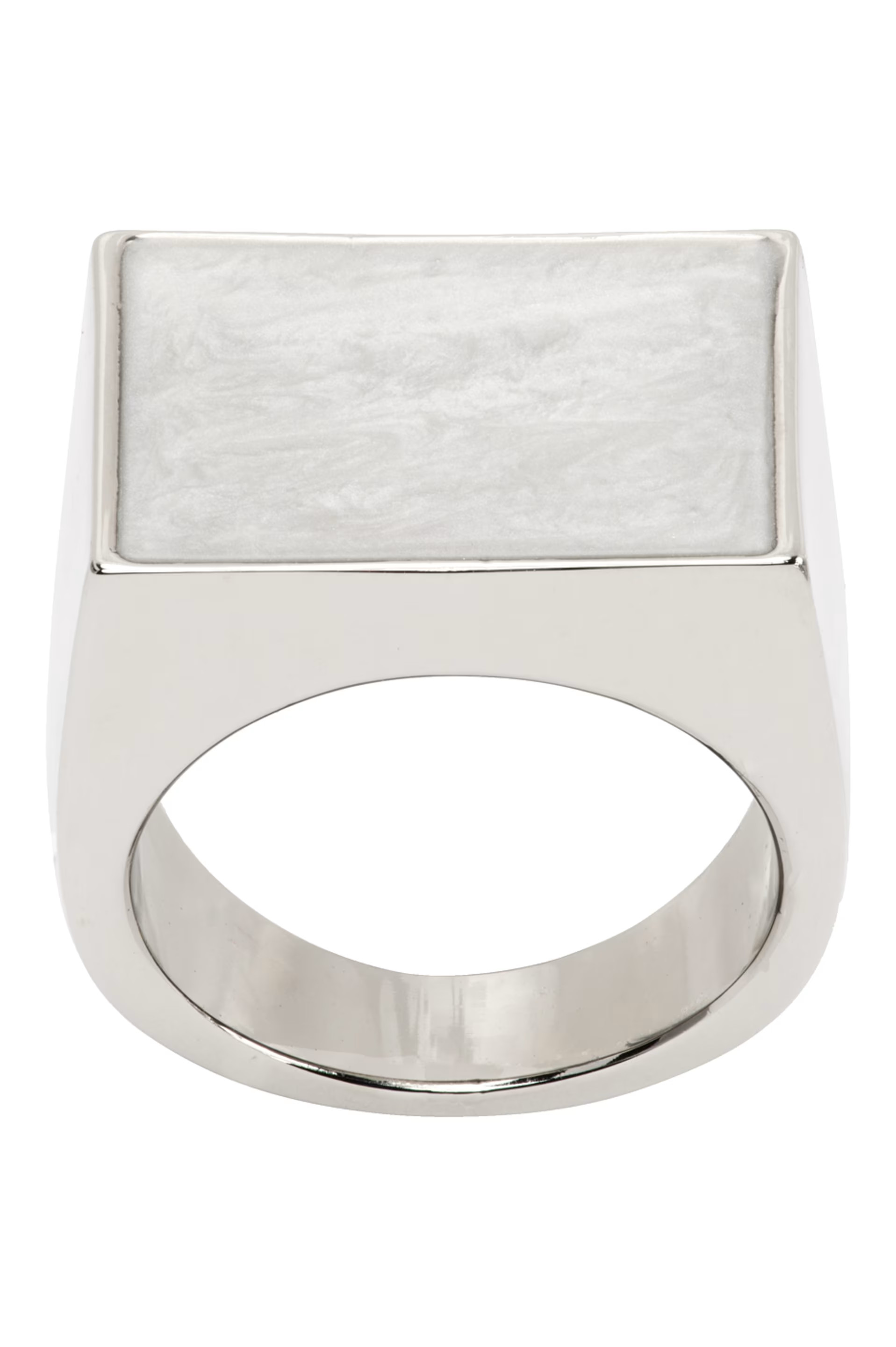 Silver & White Graphic Ring | SSENSE