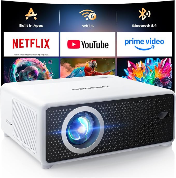 GOODEE Mini Projector with WiFi and Bluetooth - Built-in Apps, 1080P HD Home Theater Compatible w... | Amazon (US)