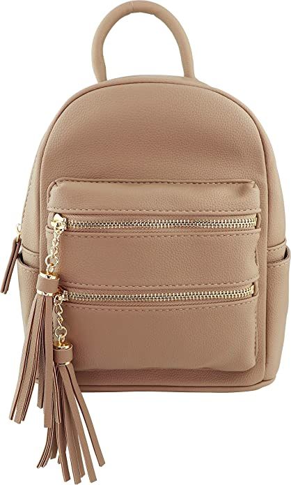 B BRENTANO Vegan Multi-Zipper Top Handle Mini Backpack with Tassel Accents | Amazon (US)