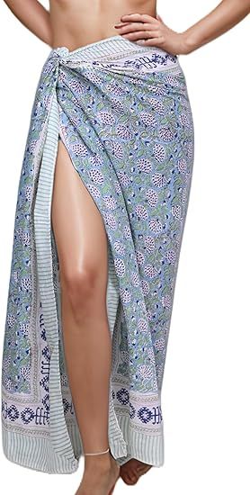 100% Cotton Swimsuit Beach Sarong Cover Ups for Women Swimwear Pareo Indian Hand Block Print Beac... | Amazon (US)