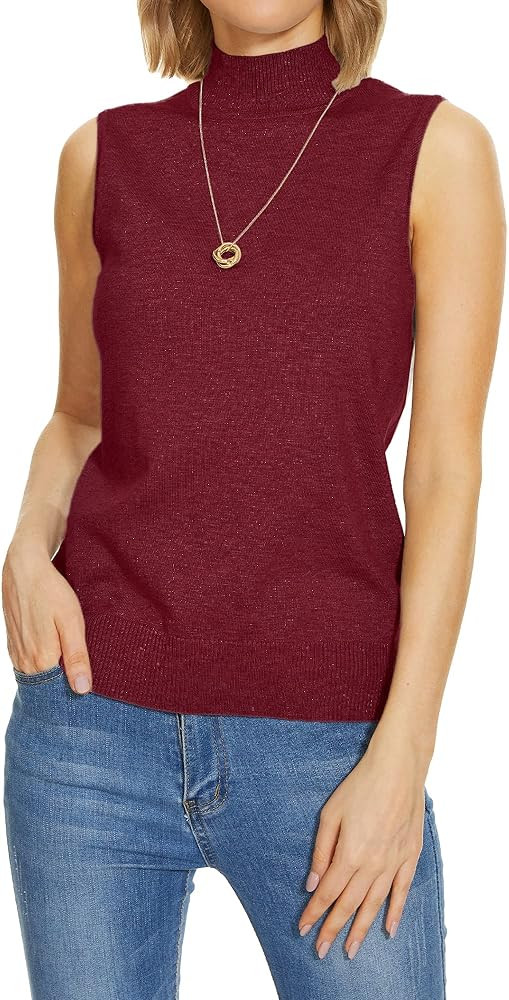 INKOFF Sleeveless Mock Neck Tops for Women Knit Sweater Turtleneck Soft Basic Vest Tank Lightweig... | Amazon (US)