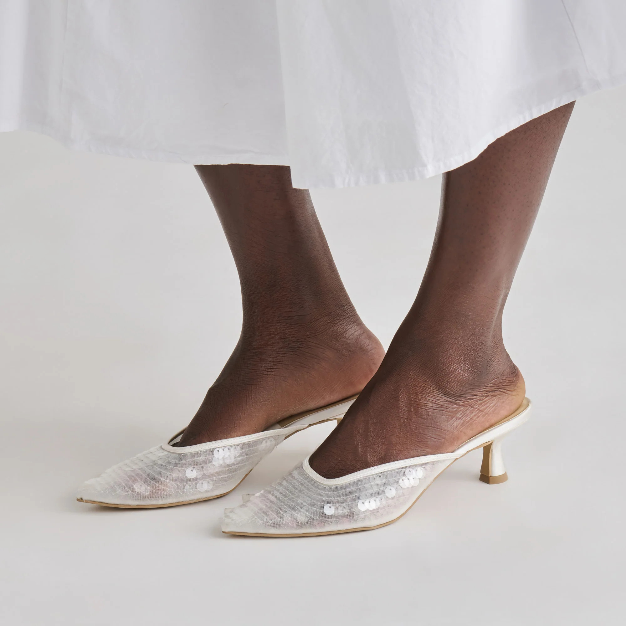 Cleo Sequin Heels Ivory Sequin | DolceVita.com