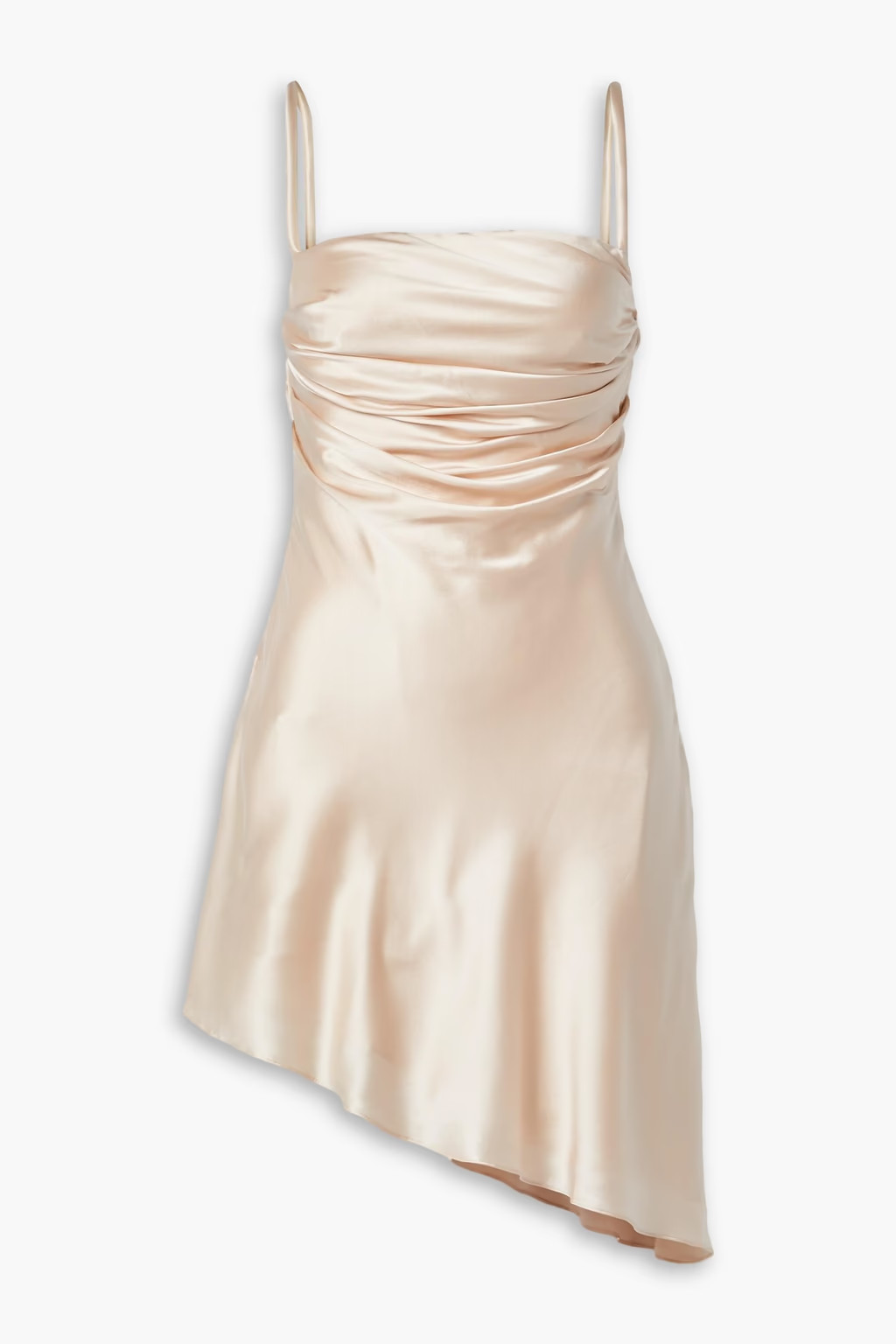 Asymmetric draped silk-blend charmeuse mini dress | The Outnet (UK and Europe)