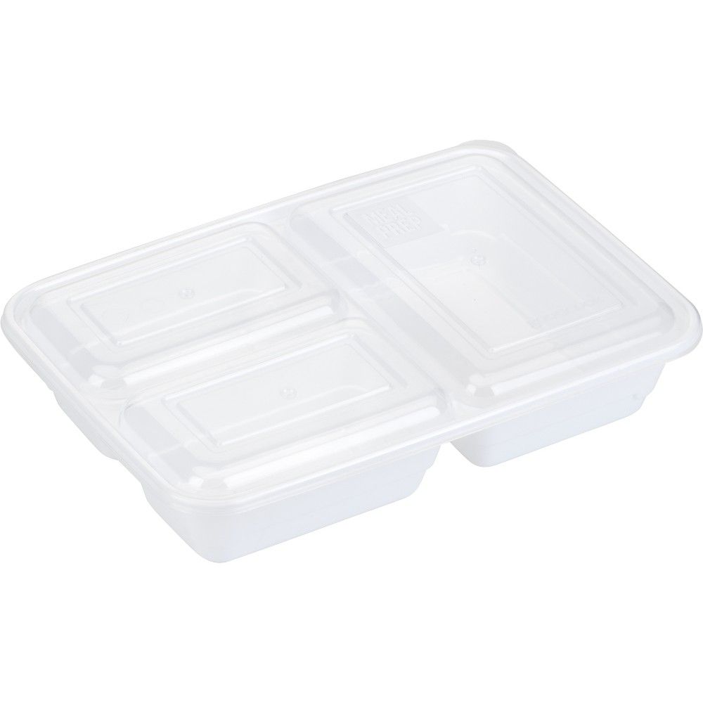 GoodCook Meal Prep 3 Compartment Rectangle White Containers + Lids - 10ct | Target