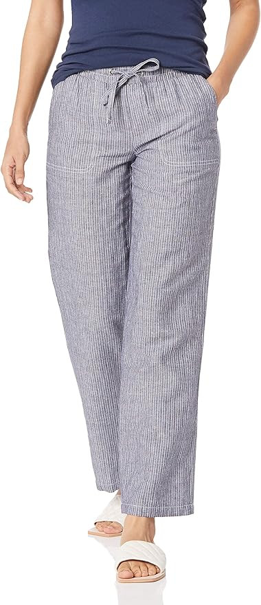 Amazon Essentials Women's Pull On Linen Blend Drawstring Relaxed Fit Wide Leg Pant | Amazon (US)