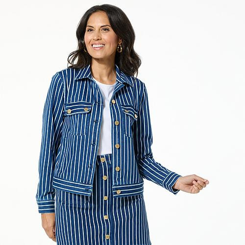 DG2 by Diane Gilman Super Stretch Knit Denim Patch Pocket Jacket - White - Size 3X | HSN
