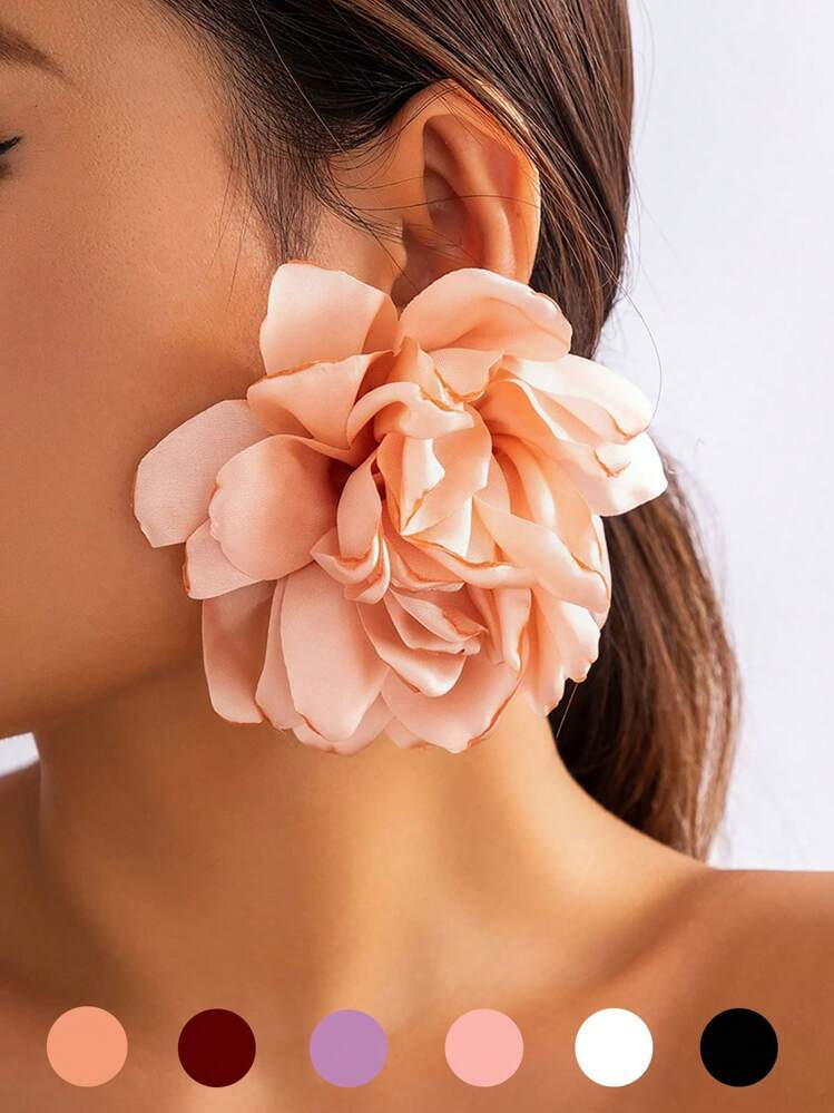 Exaggerated Fabric Design Sense, Big Flower Earrings, Seaside Holiday Style Valentines | SHEIN