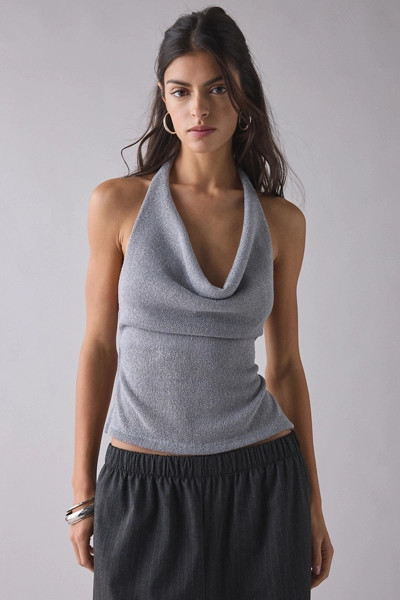UO Cougar Strappy Open-Back Cowl Neck Halter Top | Urban Outfitters (US and RoW)