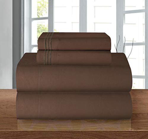 Elegant Comfort 4-Piece Bed Sheet Set Luxury 1500 Premier Hotel Quality Wrinkle,Fade and Stain Resistant, King Chocolate Brown | Amazon (US)