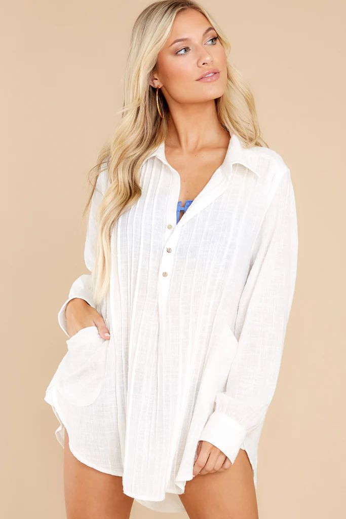 Delightful Days White Cover Up Top | Red Dress 