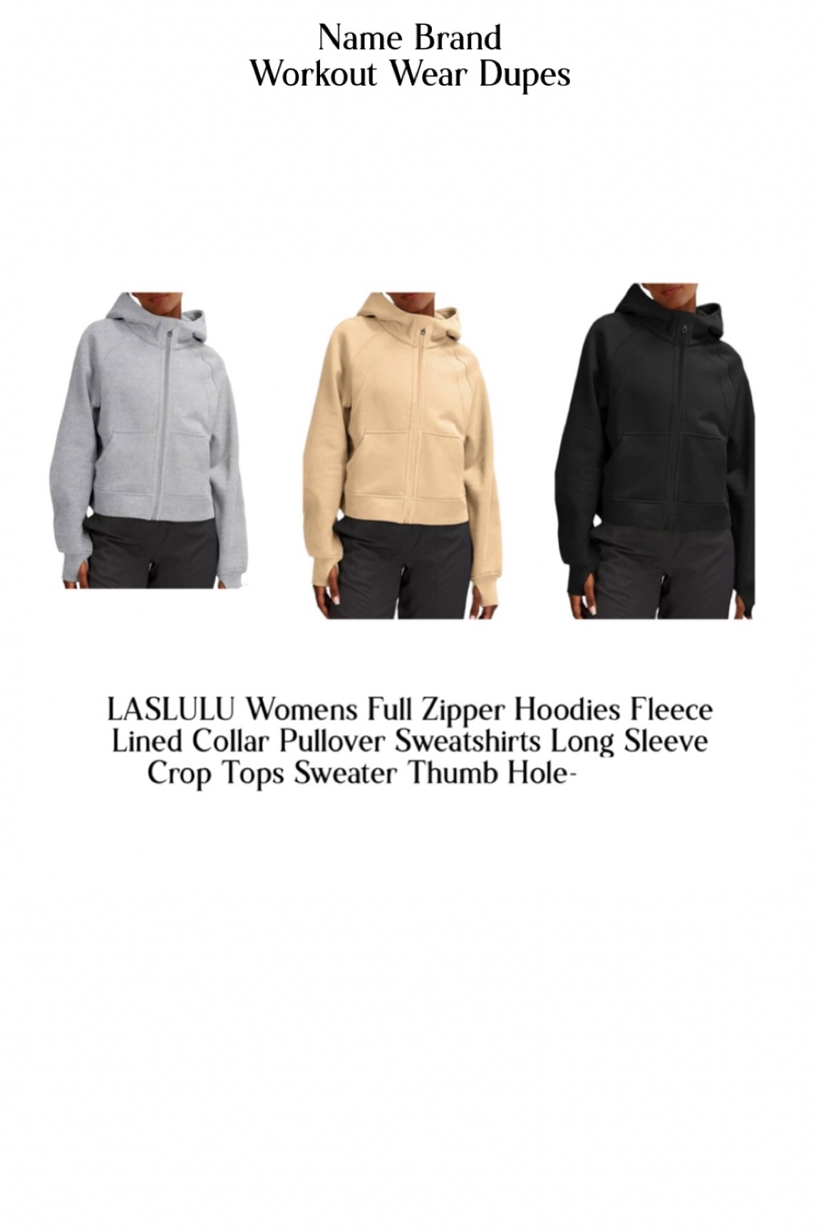 LASLULU Womens Full Zipper Hoodies Fleece Lined Collar Pullover Sweatshirts Long Sleeve Crop Tops Sweater Thumb Hole

#LTKfit #LTKunder100 #LTKunder50