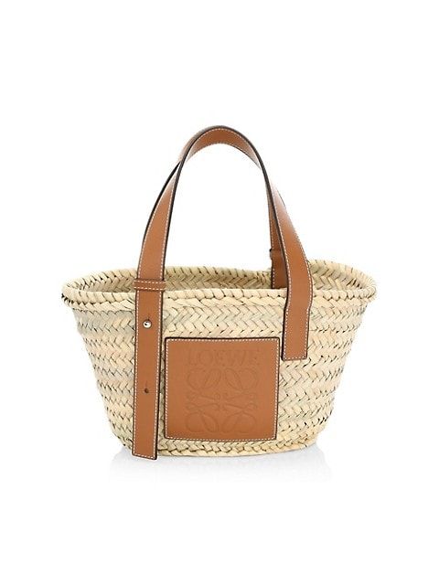 Mini Leather-Trimmed Woven Basket Bag | Saks Fifth Avenue