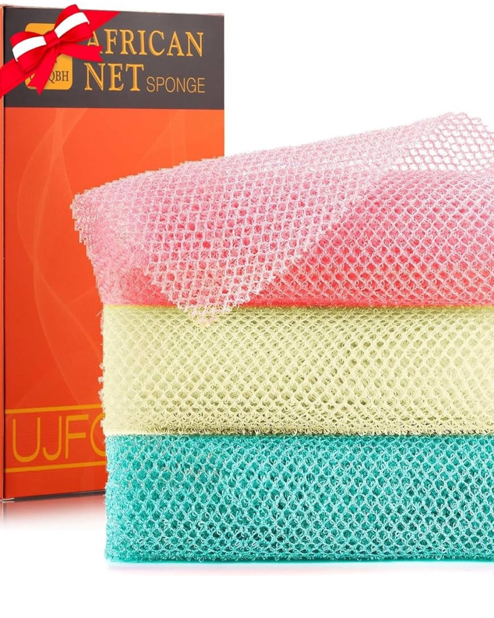 UJFQBH 3 Pieces African Net Sponge, African exfoliating net African Net Long Net Bath Sponge Exfoliating Shower Body Scrubber Back Scrubber Skin Smoother（Pink, Green, Off-White）

#LTKBaby #LTKFindsUnder50 #LTKHome