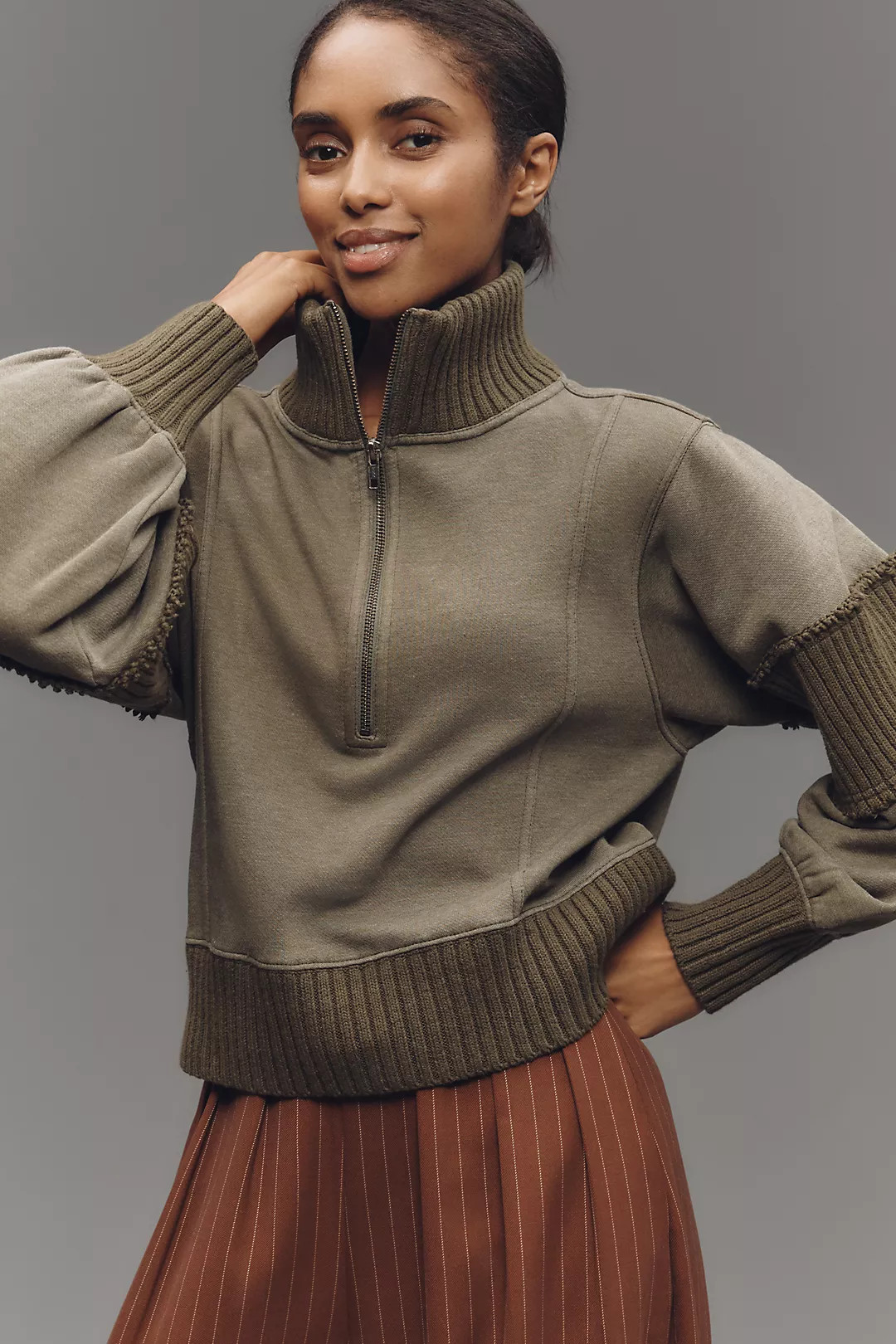 Daily Practice by Anthropologie Mock-Neck Half-Zip Pullover | Anthropologie (US)