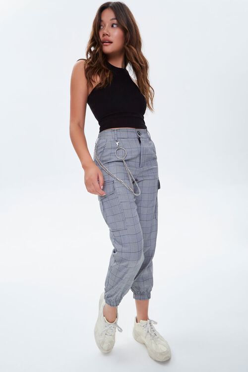 Glen Plaid Wallet Chain Joggers | Forever 21 (US)