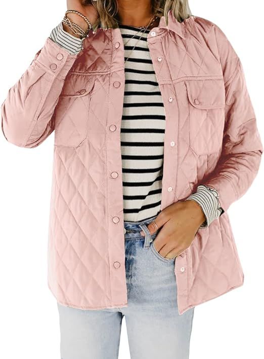 Goranbon Women's Quilted Jacket Coat Button Down Lightweight Puffer Jackets | Amazon (US)