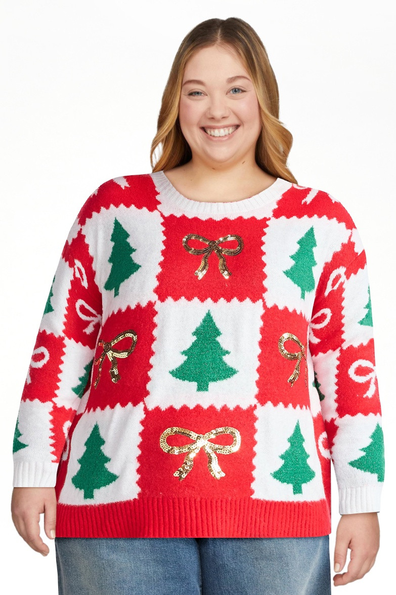 Holiday Time Women's Embellished Pullover Christmas Sweater, Midweight, Sizes XXS-XXXL | Walmart (US)