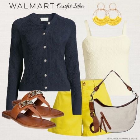 ⭐️ Walmart spring outfit idea 
Walmart shorts 
Walmart cardigan 
Walmart sandals 


#LTKsalealert #LTKSeasonal #LTKfindsunder50