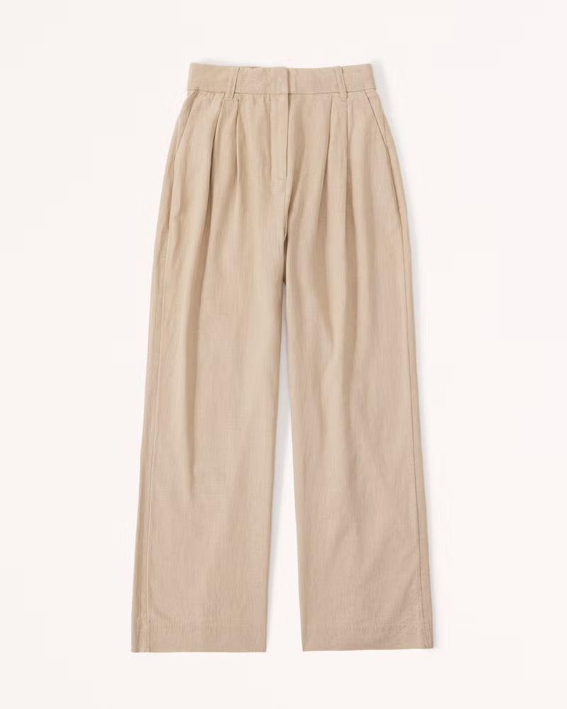 Linen-Blend Tailored Wide Leg Pant | Abercrombie & Fitch (US)