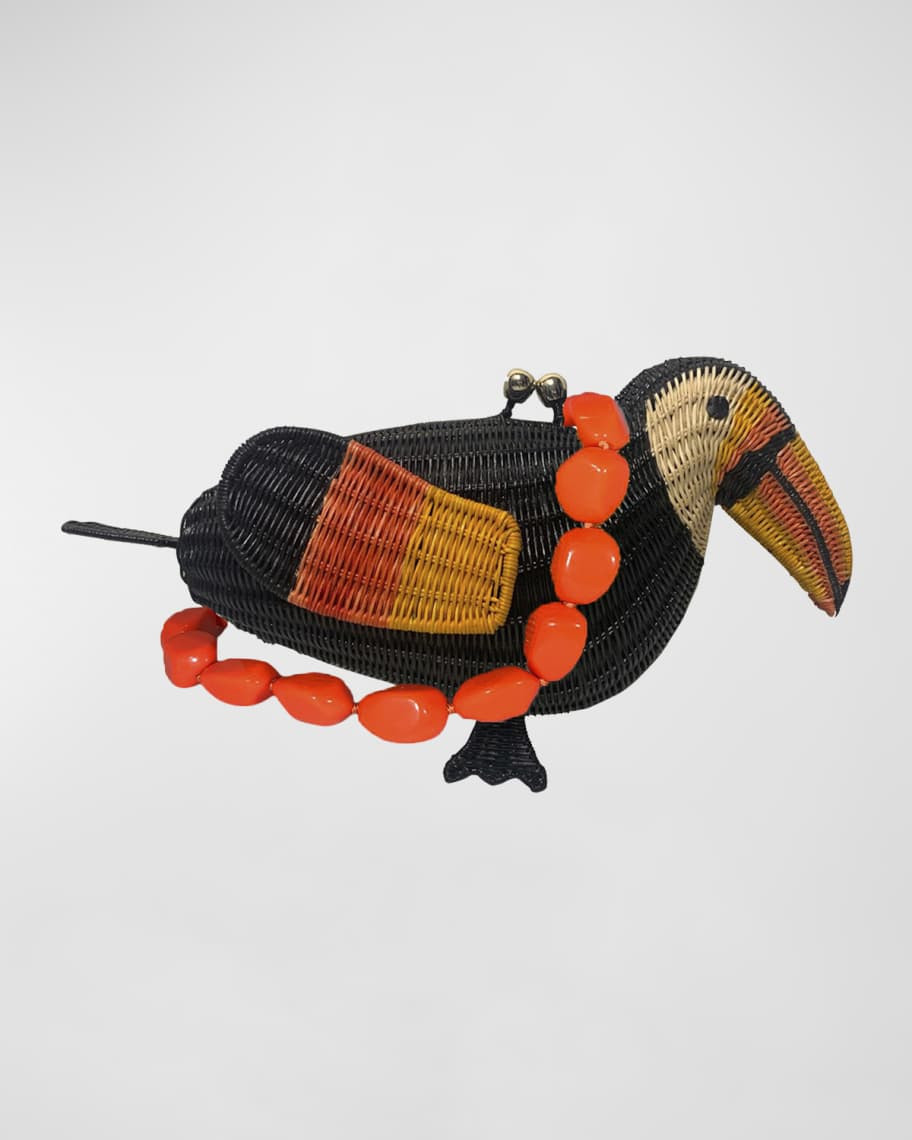 Serpui Tutti Toucan Rattan Crossbody Bag | Neiman Marcus