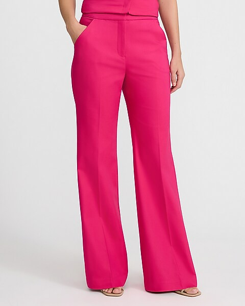 Editor Stretch Cotton High Waisted Flare Trouser | Express