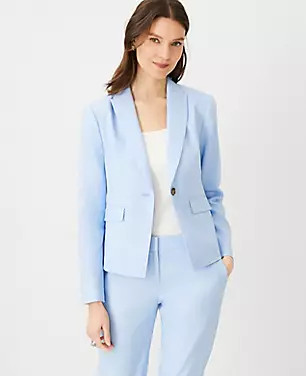 The Petite Shorter One Button Peak Lapel Blazer in Linen Twill | Ann Taylor (US)