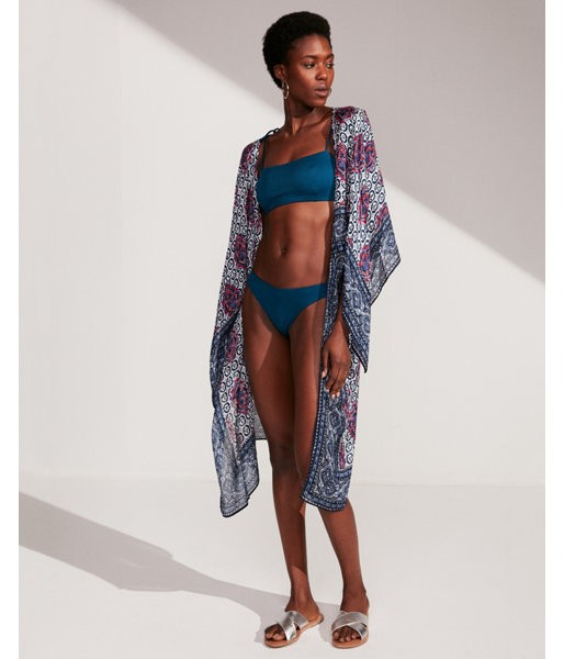 Express Womens Navy Patterned Kimono Cover-Up | Express