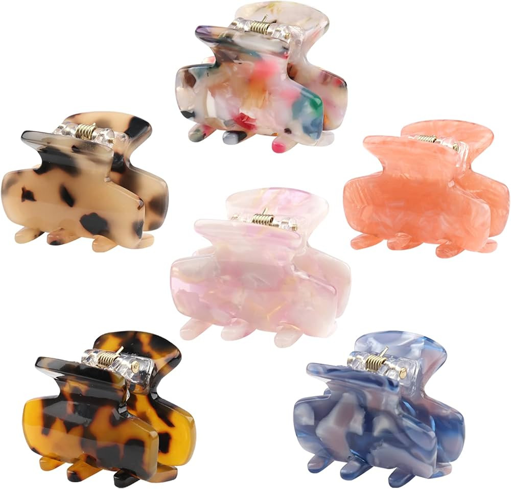 6 PCS Small Hair Claw Clips 1.4 Inch Tortoise Claw Clip for Women Girls Mini Size Leopard Print A... | Amazon (US)