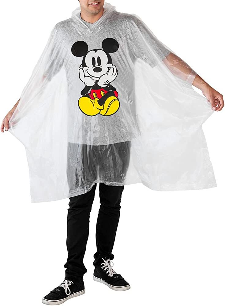 Disney Mickey Mouse Rain Poncho Hoodie Print Unisex Adult | Amazon (US)