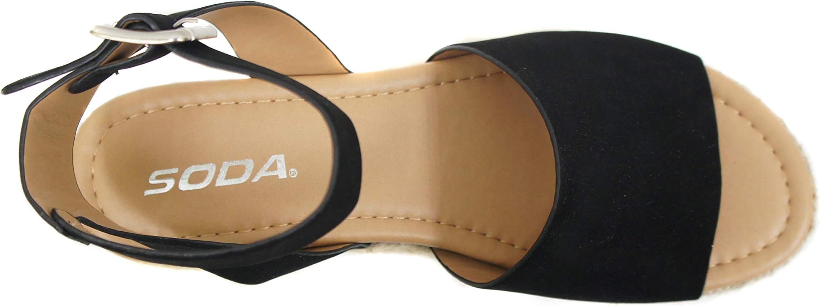 Soda Topic Open Toe Buckle Ankle Strap Espadrilles Flatform Wedge Casual Sandal | Amazon (US)