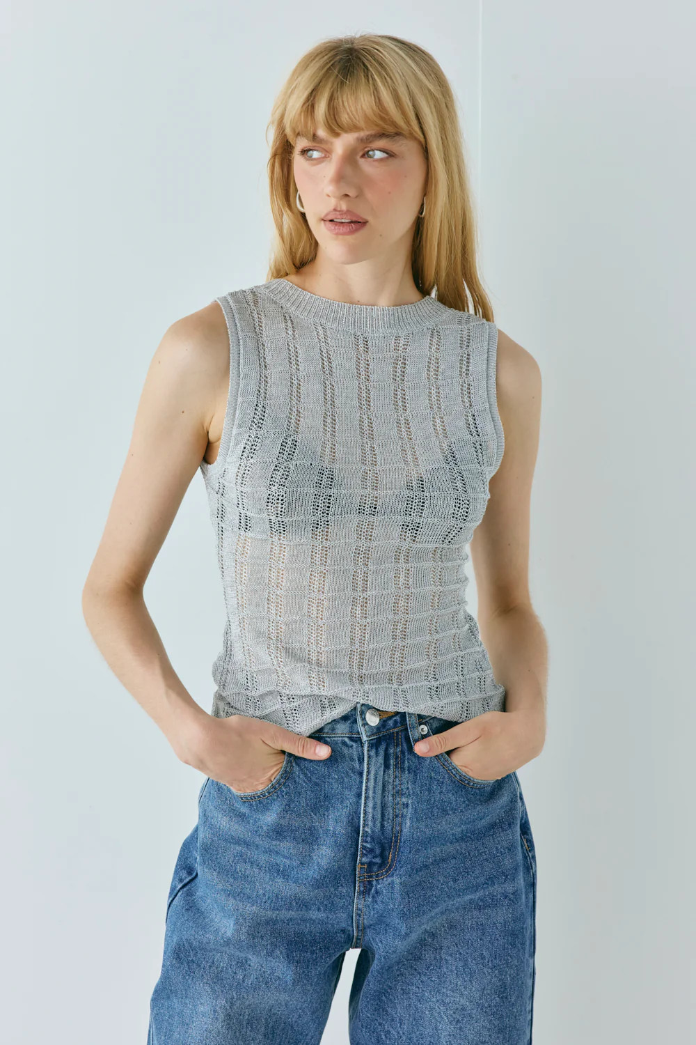 Mika Knit Top Silver | VRG Grl