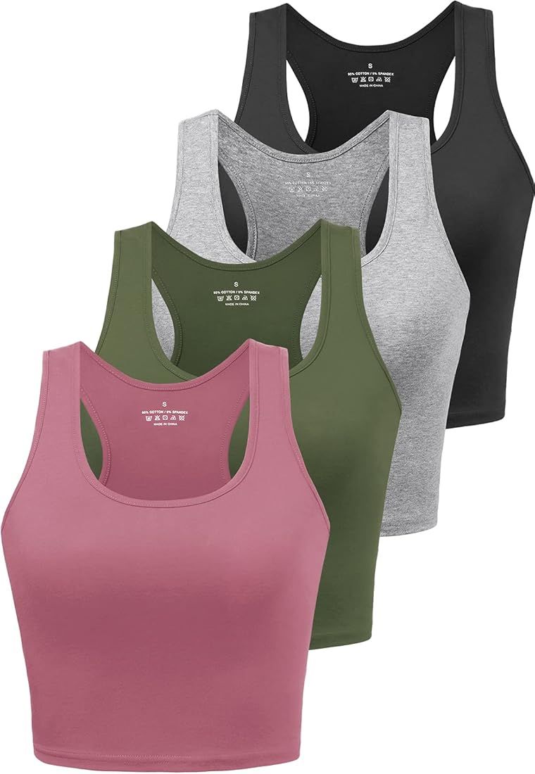 Joviren Cotton Workout Crop Tank Top for Women Racerback Yoga Tank Tops Athletic Sports Shirts Ex... | Amazon (US)