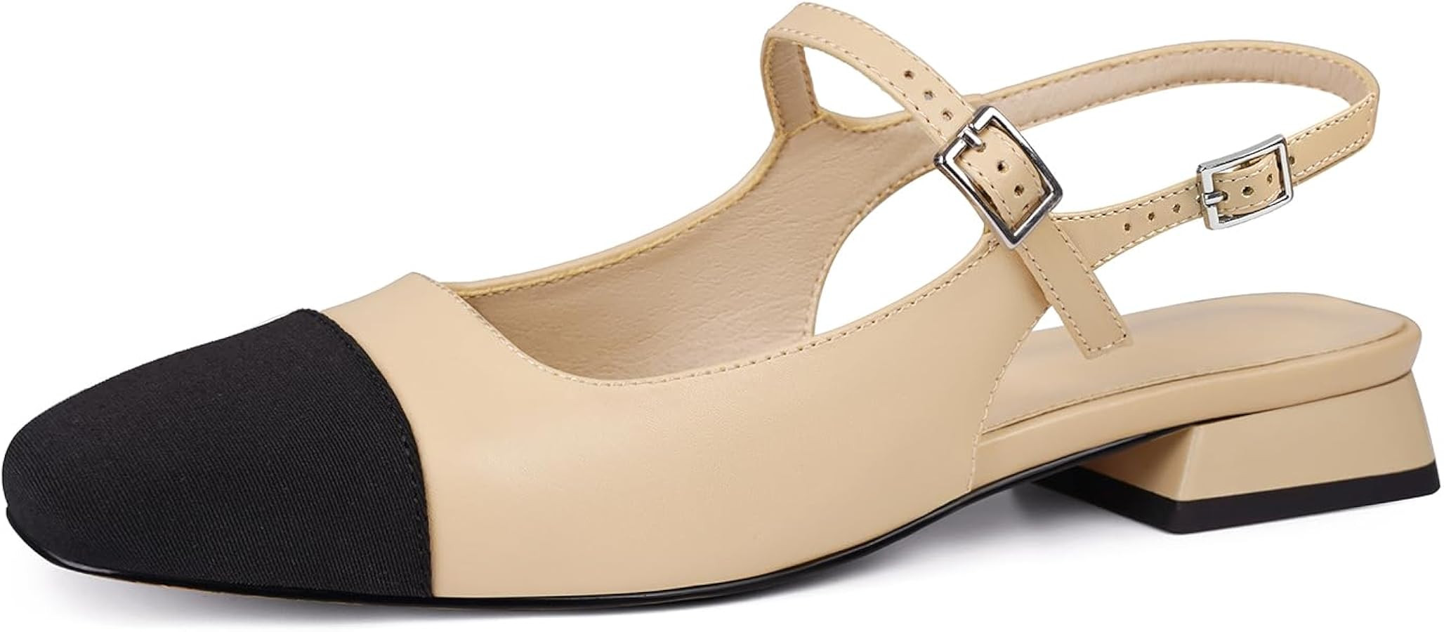 SOVANYOU Slingback Flats for Women Square Toe Mary Jane Flats Low Heel Ballet Flats Casual Dress ... | Amazon (US)