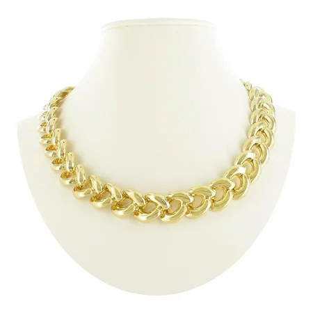 Gold Tone Chunky Curved Curb Link Collar Choker Necklace 18 | Walmart (US)