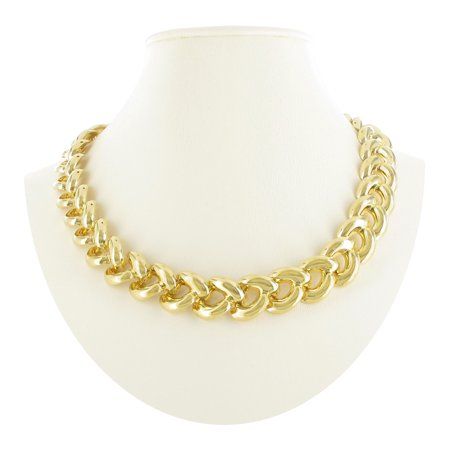 Gold Tone Chunky Curved Curb Link Collar Choker Necklace 18 | Walmart (US)