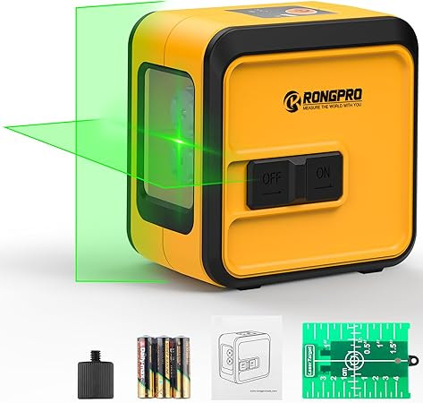 RONGPRO Line Laser Level Tool, 50ft/15m Green Self Leveling Cross Line Laser Level for Indoor Out... | Amazon (US)