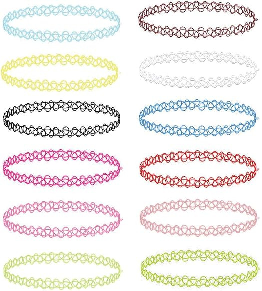 BodyJ4You 12PC Tattoo Choker Necklace Set - 90s Accessories 2000s Jewelry - Pink Blue Green Color... | Amazon (US)