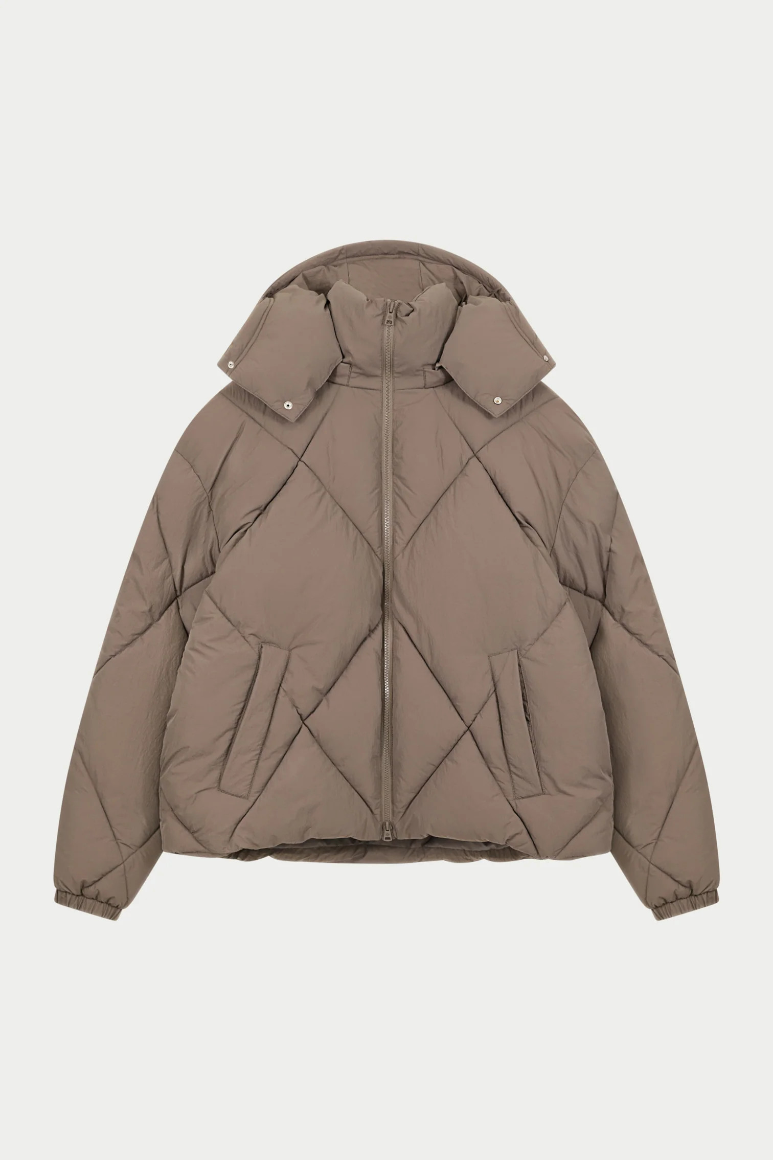 DIAMOND QUILTED PUFFER COAT - CHARCOAL | The Couture Club