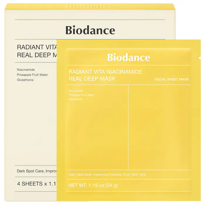 Radiant Vita Niacinamide Real Deep Mask - 4 pack for Brightening Dull & Dark Spot Care - Biodance... | Sephora (US)