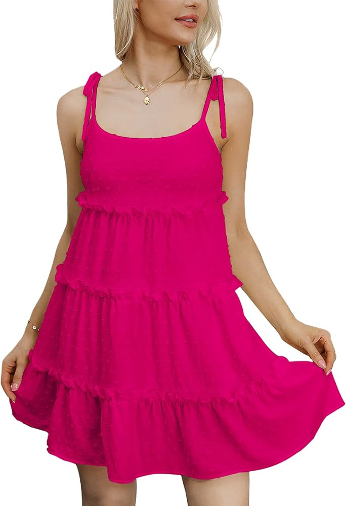 Summer Dress for Women 2023 A Line Flowy Swing Sundress Casual Mini Dresses | Amazon (US)